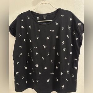 Ann Taylor  Embroidered Cap Sleeve Silk Blend Top Blouse Size large